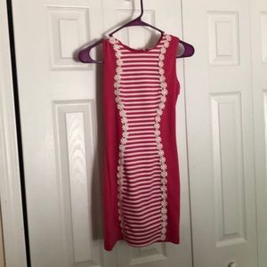 A pink floral dress only worn once